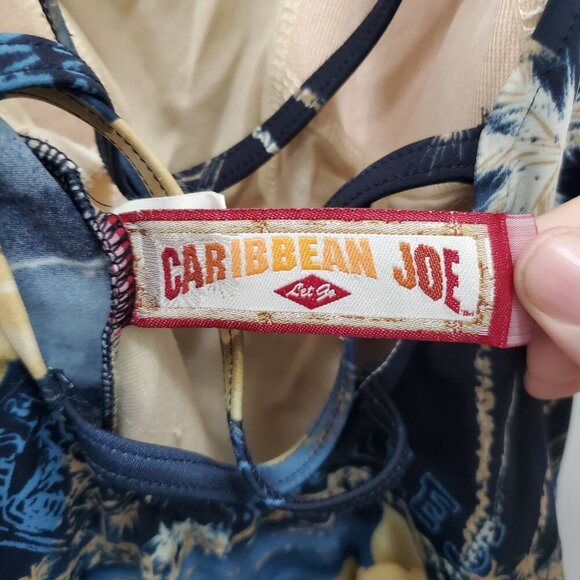 Caribbean Joe Woman's Blue Tropical Landscape One Piece Swimsuit Plus Size 14 - Picture 4 of 7